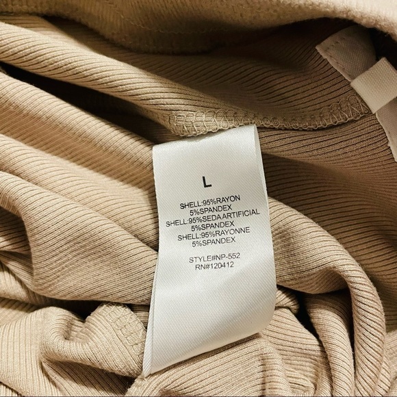 NIA Straight Leg Taupe High Waist Soft Lounge Puddle Hem Drawstring Pants. Sz L - Picture 9 of 11